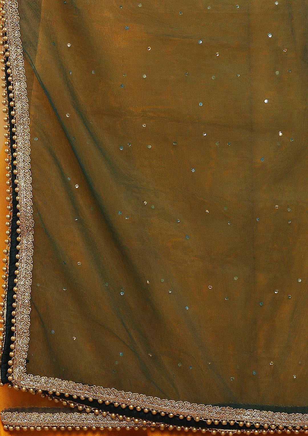 Koskii Green and Yellow Brocade Gown-Koskii