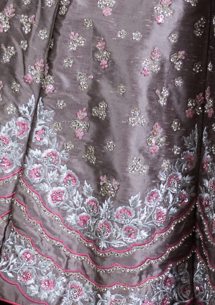 Grey Stone Work Silk Designer Lehenga-Koskii