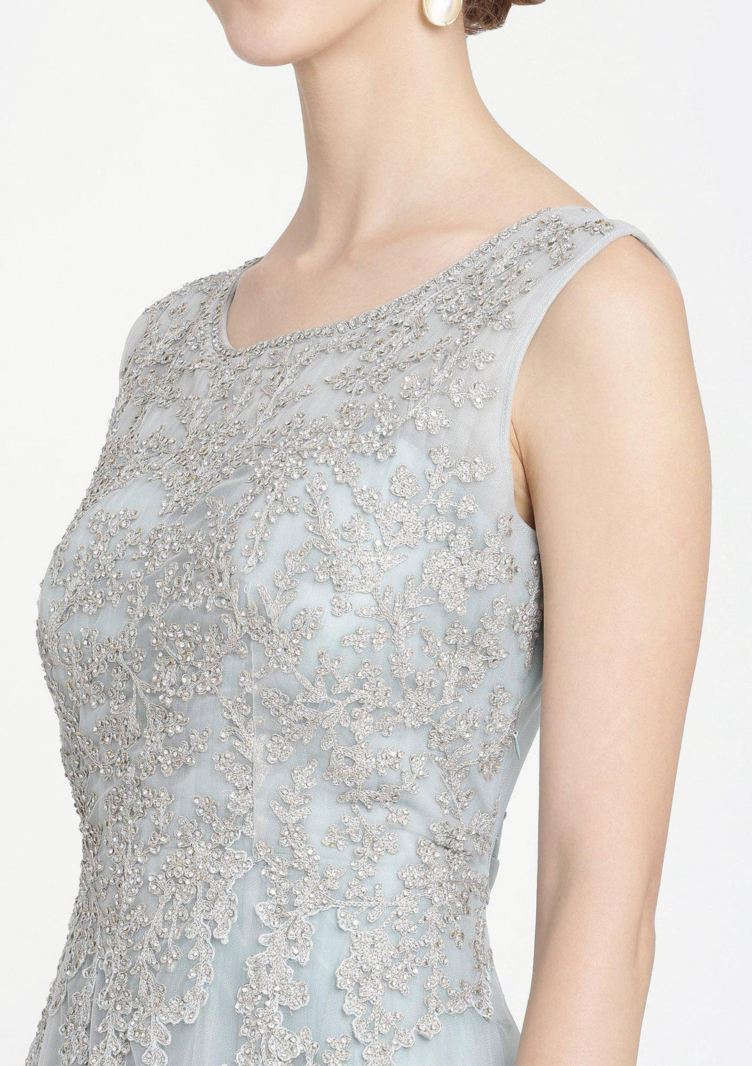 Sea Green Sequins Net Designer Gown-Koskii