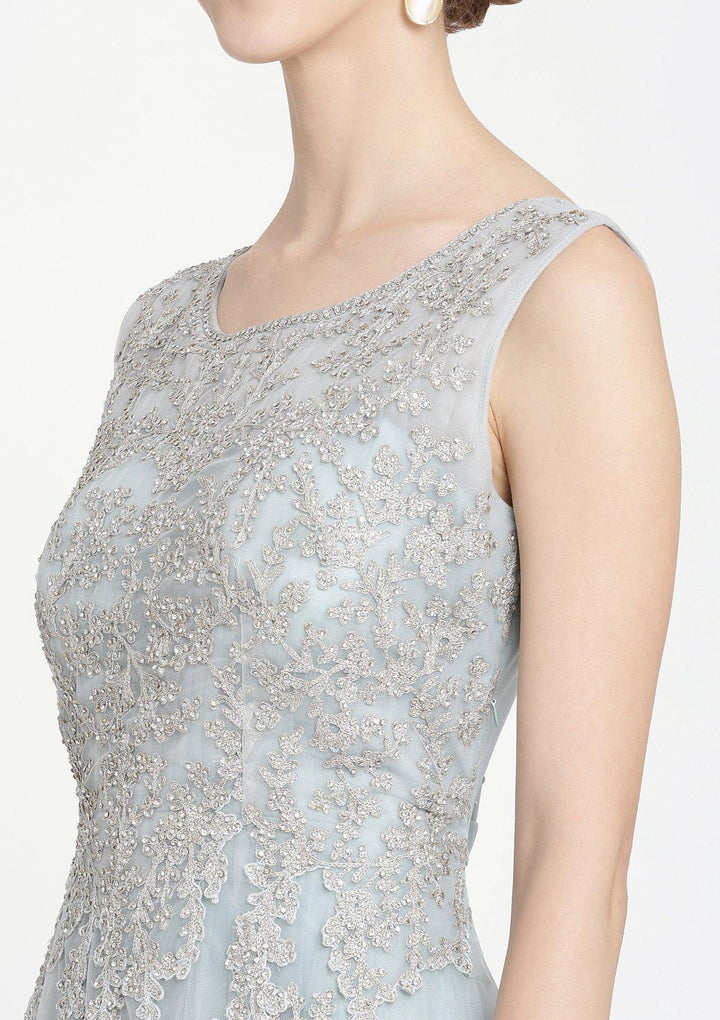 Sea Green Sequins Net Designer Gown-Koskii