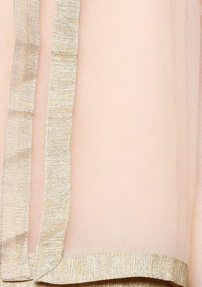 Peach Thread Work Tassels Designer Gown-Koskii