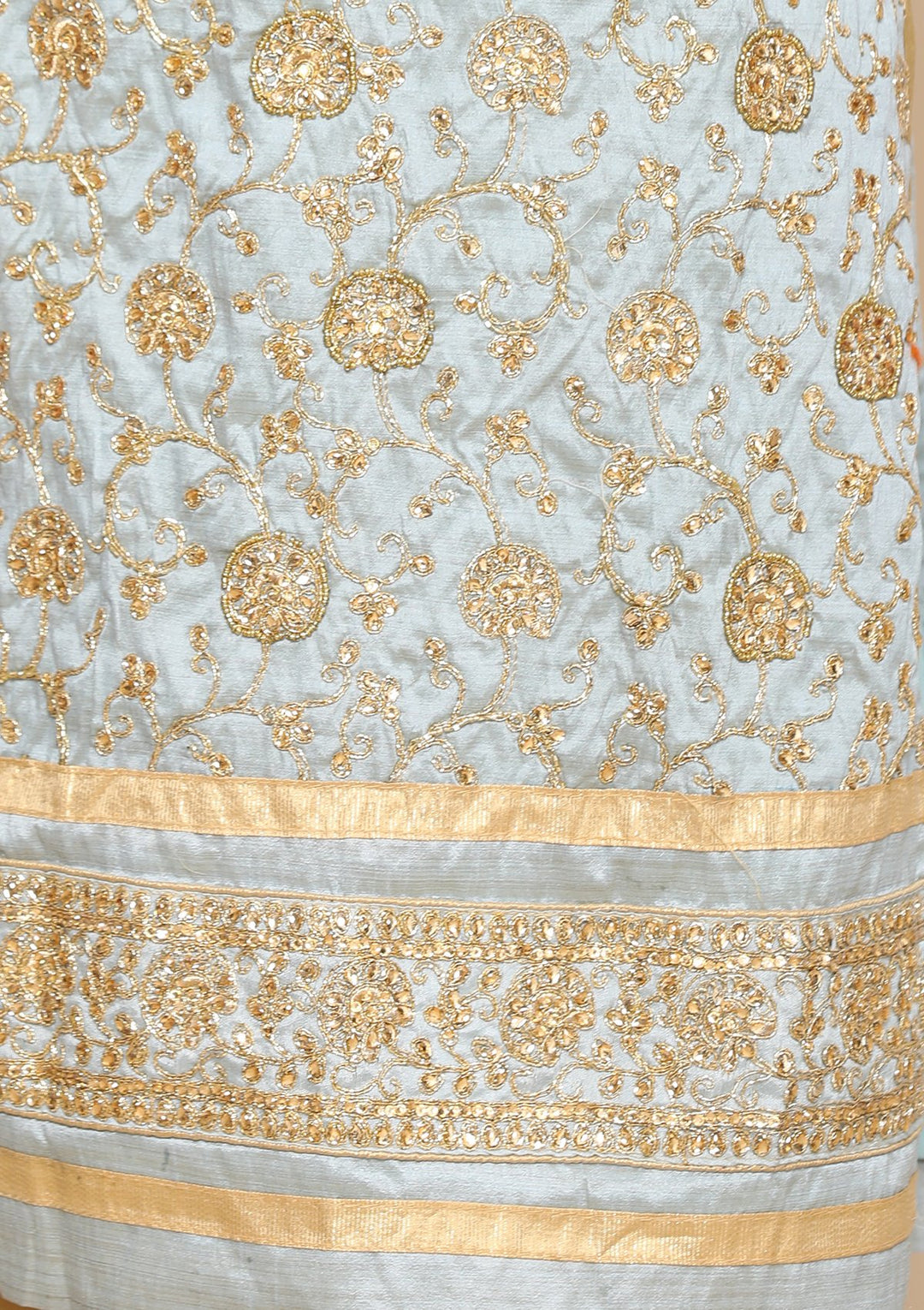 Light Grey and gold designer salwar suit-Koskii
