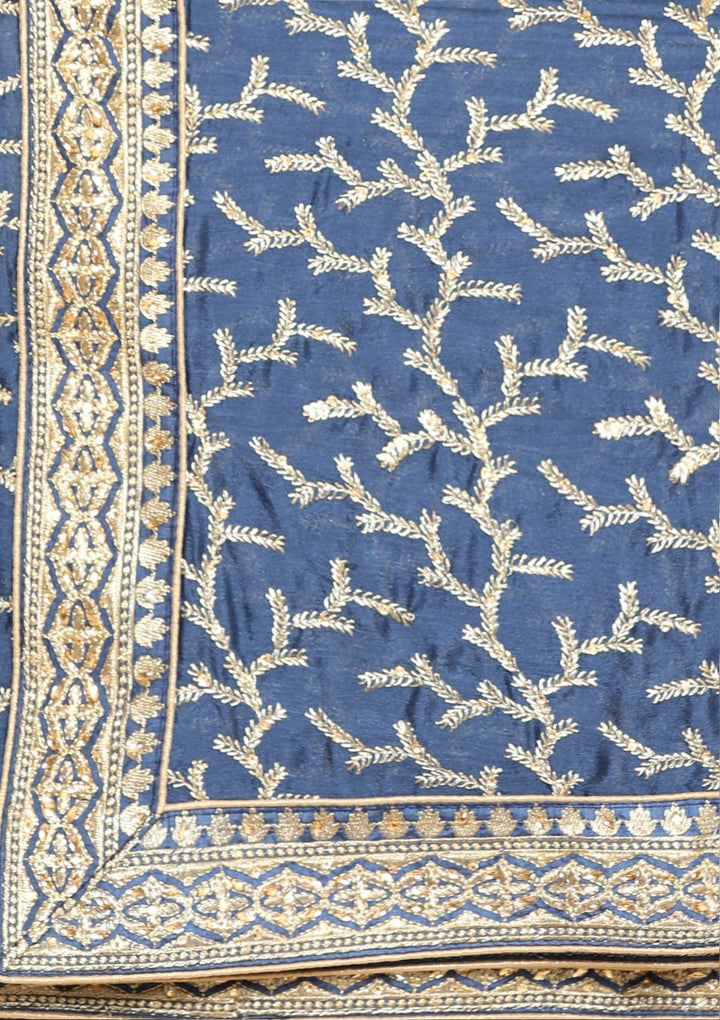 royal blue and gold designer salwar suit-Koskii