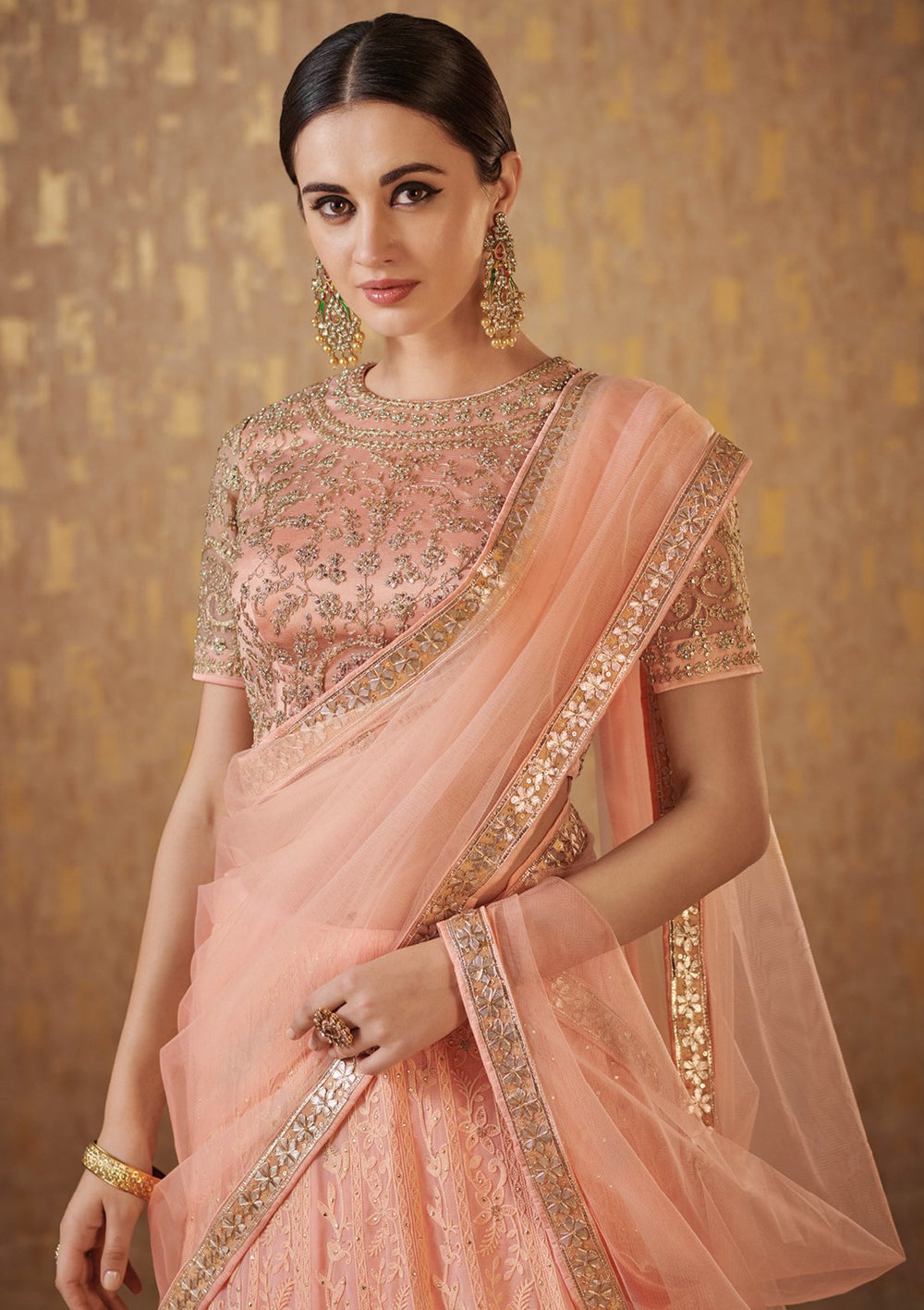 Koskii Peach Lehenga-Koskii