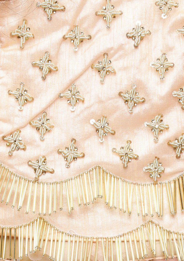 Koskii Soft Peach Sequinned Lehenga-Koskii