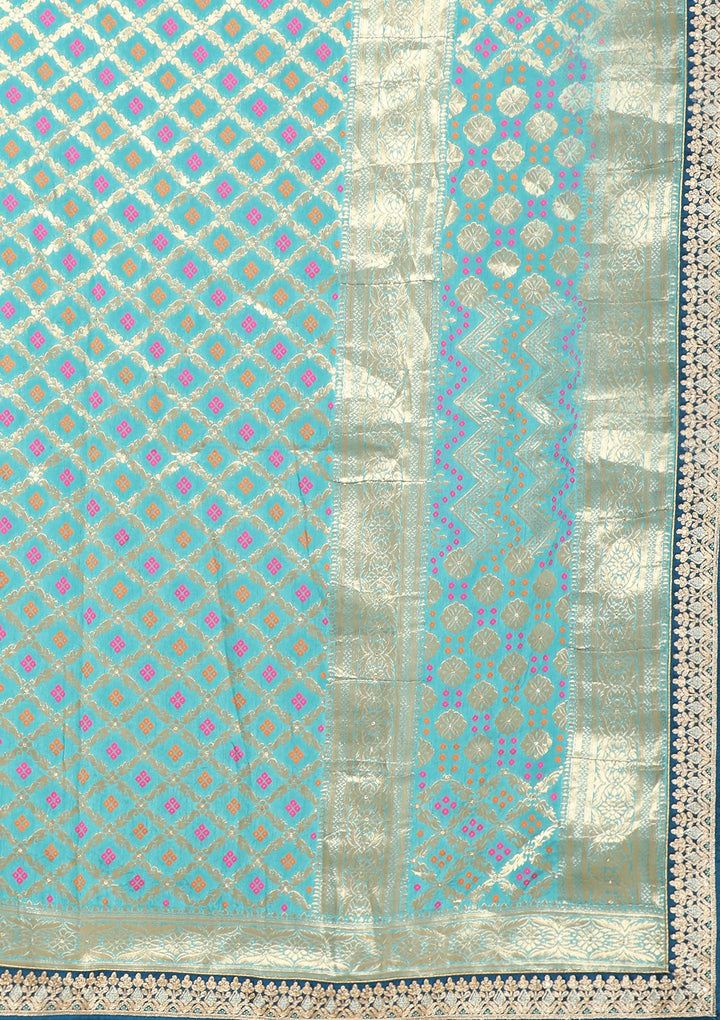 Blue zari work designer lehenga-Koskii