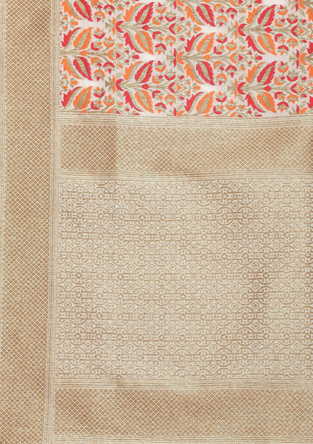 Red and Cream Thread Work Art Silk Designer Saree-Koskii