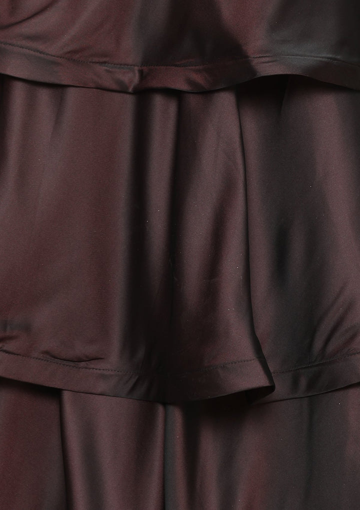 Wine Sequinned Top And Tiered Lehenga-Koskii