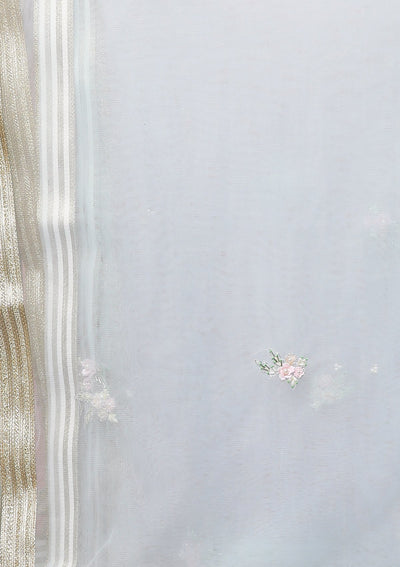 Peach Floral Thread Work Silk Designer Lehenga-Koskii