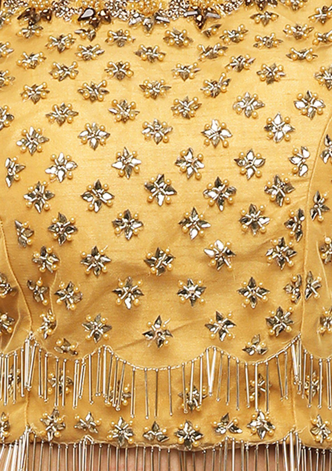 Yellow and Grey Net Designer Lehenga-Koskii