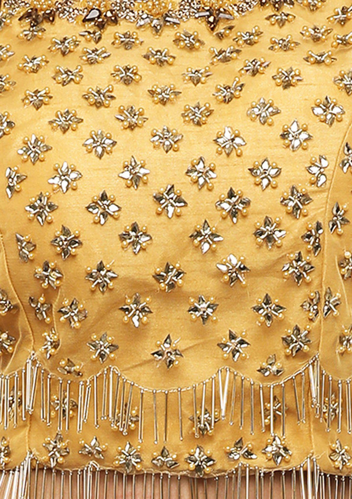 Yellow and Grey Net Designer Lehenga-Koskii