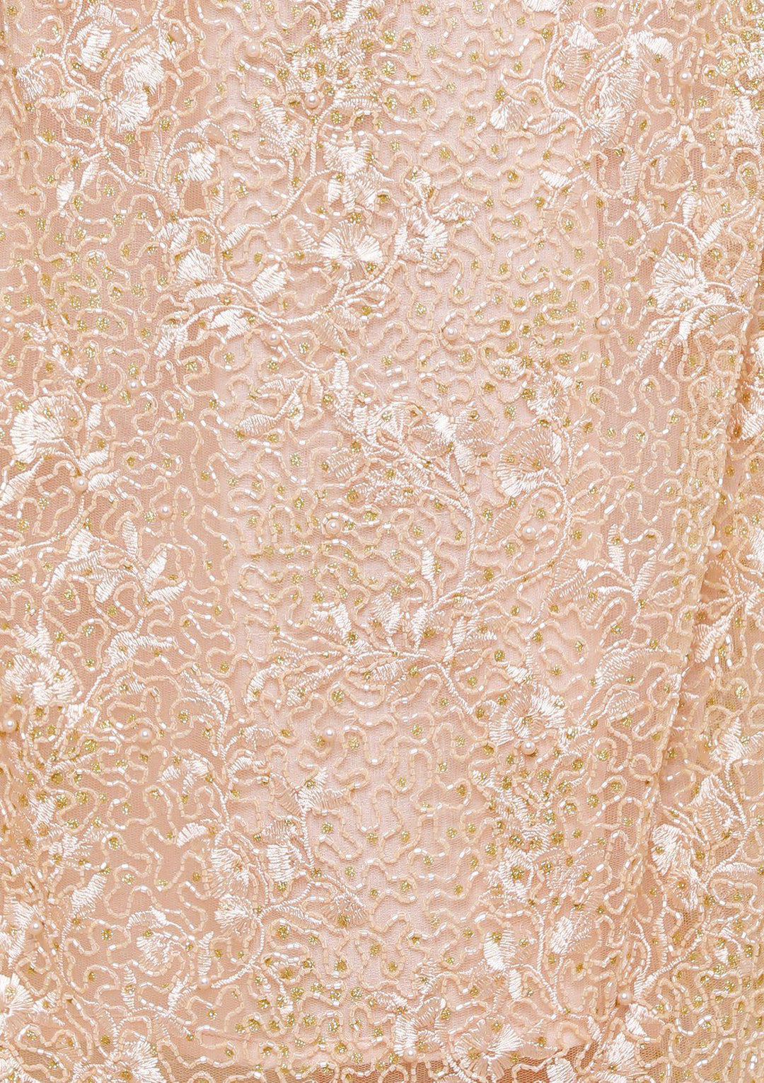 Peach Pearlwork Net Designer Salwar Suit-Koskii