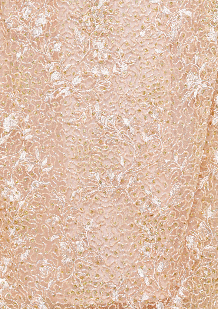 Peach Pearlwork Net Designer Salwar Suit-Koskii