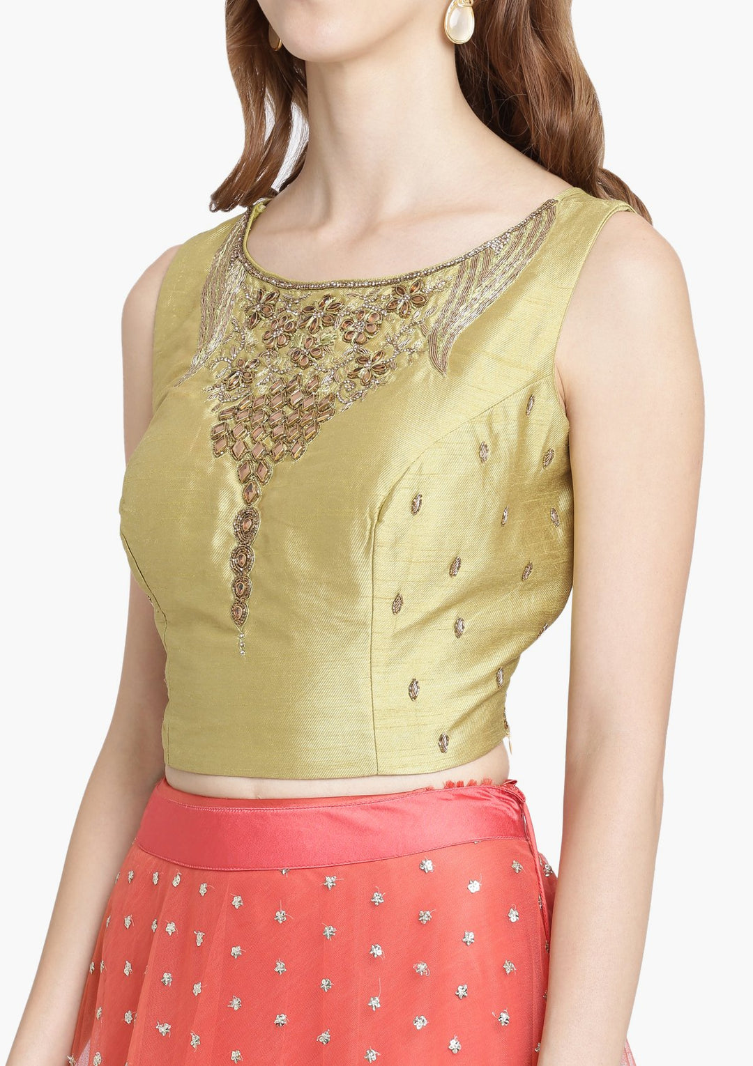 Pink Stonework Net Designer Lehenga-Koskii