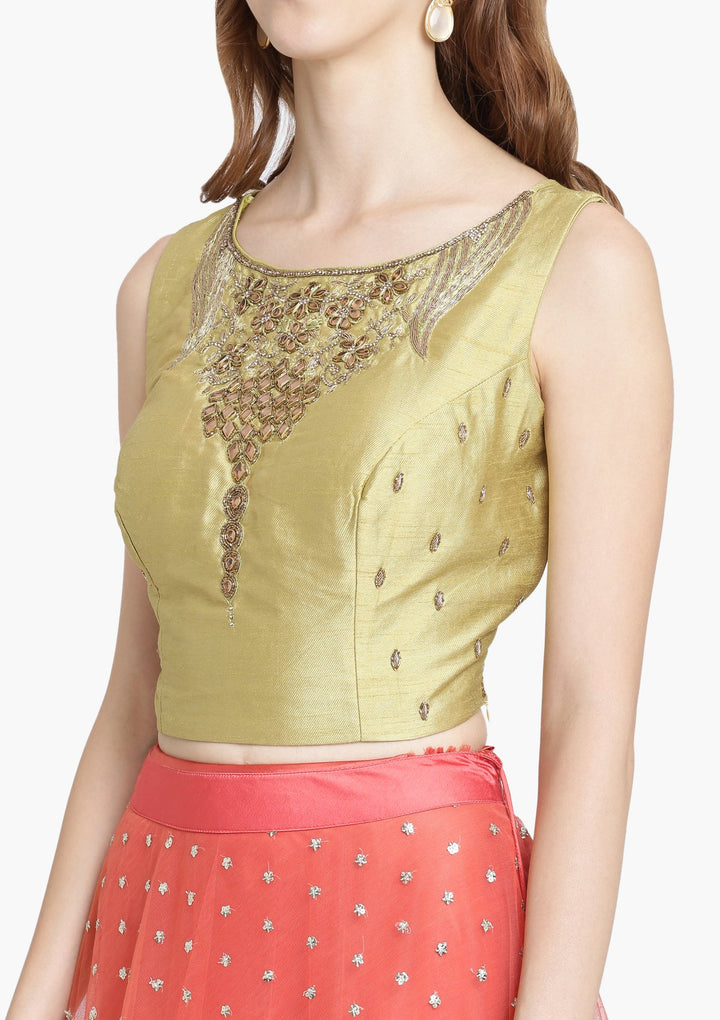 Pink Stonework Net Designer Lehenga-Koskii