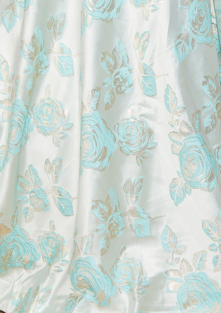 Ice Blue Cutdana Raw-silk Designer Lehenga-Koskii