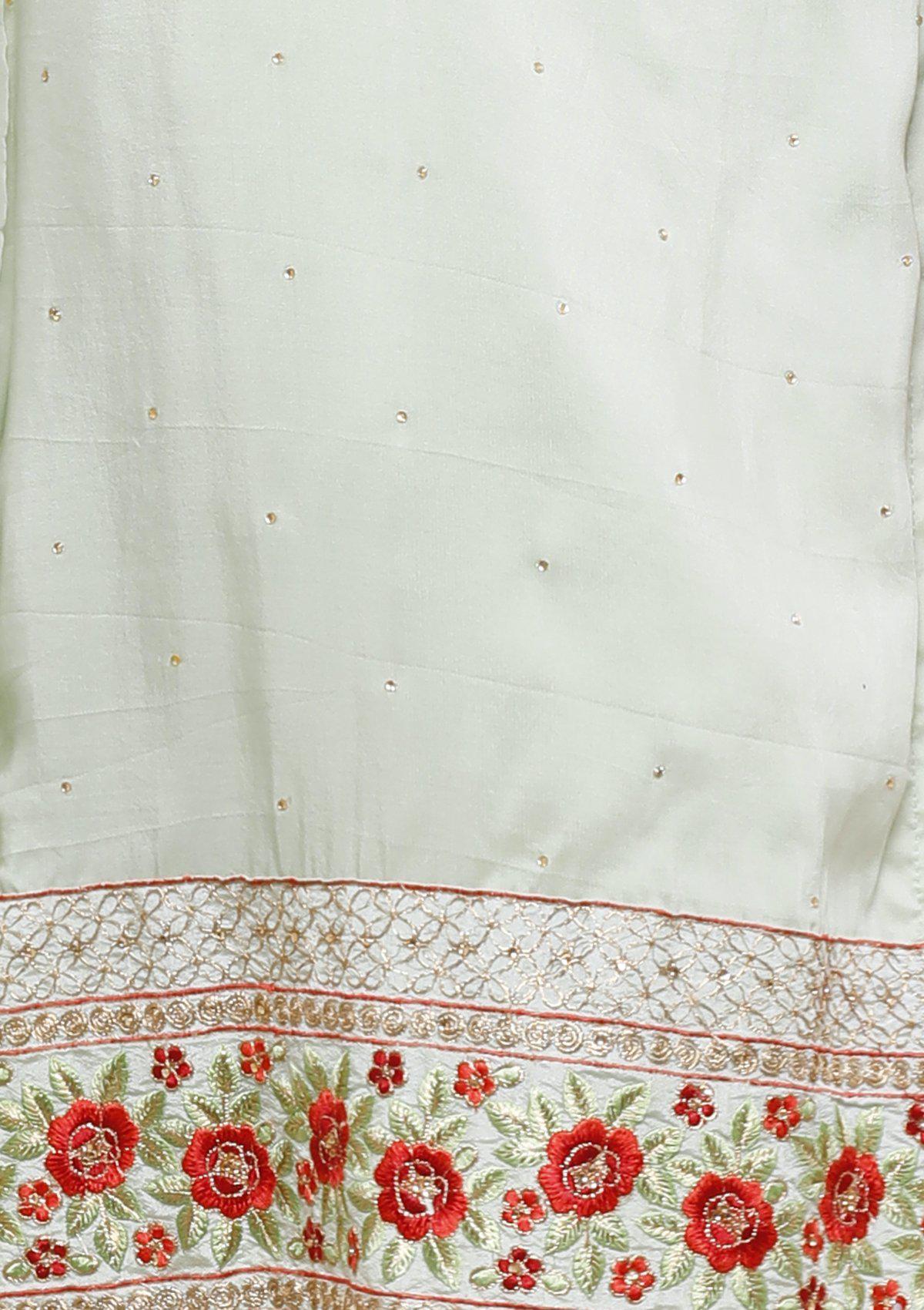 Green Embellished Tissue Designer Salwar Suit-Koskii