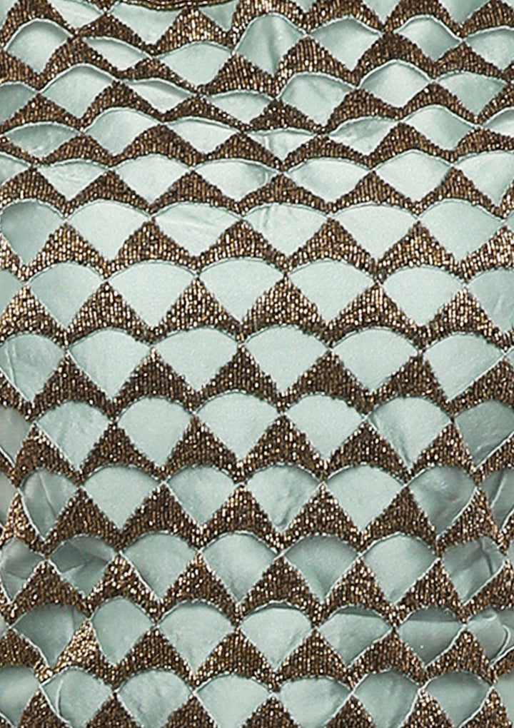 Sea Green Floral Net Designer Lehenga-Koskii
