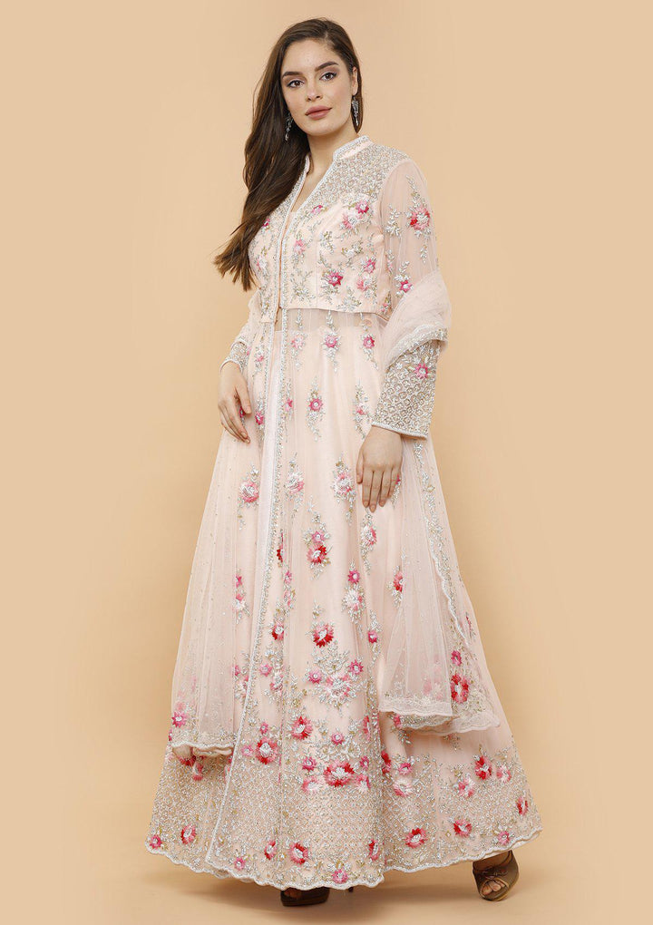 Blushing Pink Stonework Designer Gown-Koskii