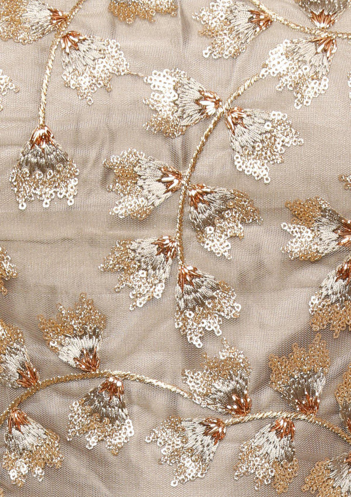 Koskii silver grey net Lehenga-Koskii