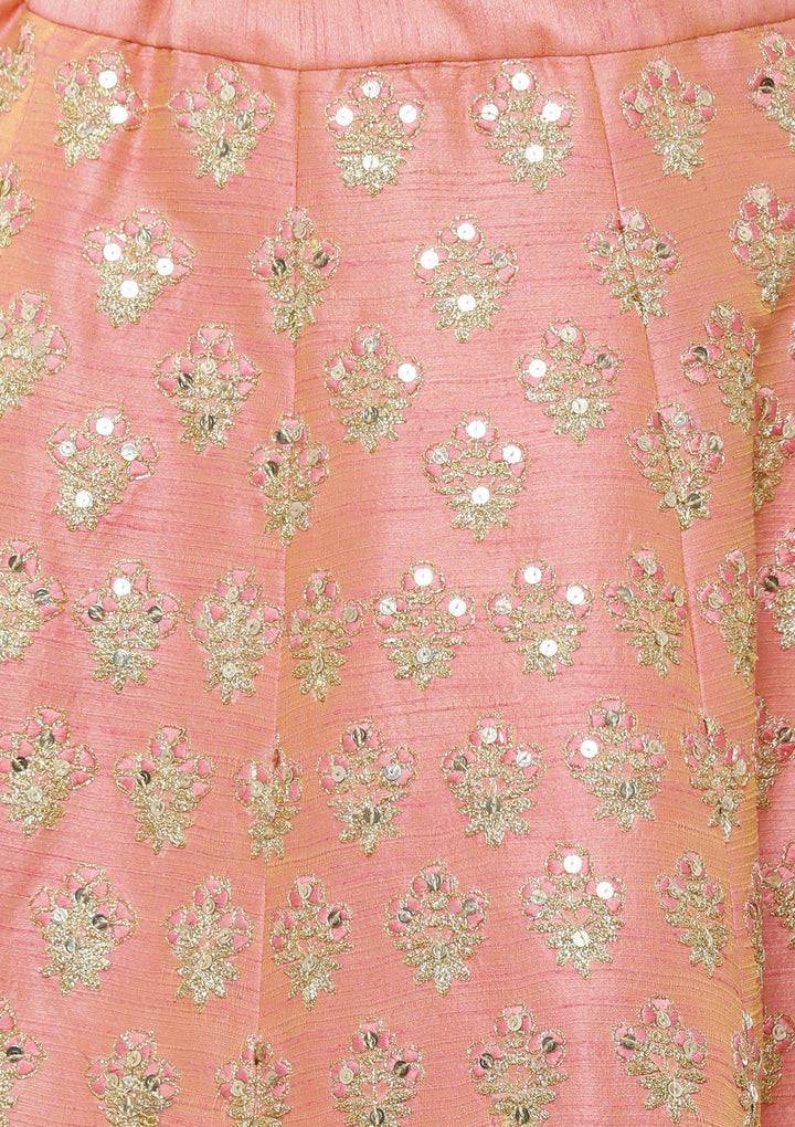 koskii peach raw silk bridal lehenga-Koskii