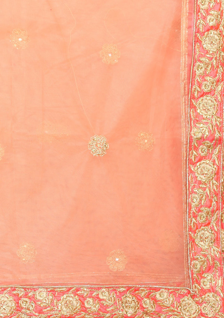 Orange Zari Work Taffeta Silk Designer Lehenga-Koskii