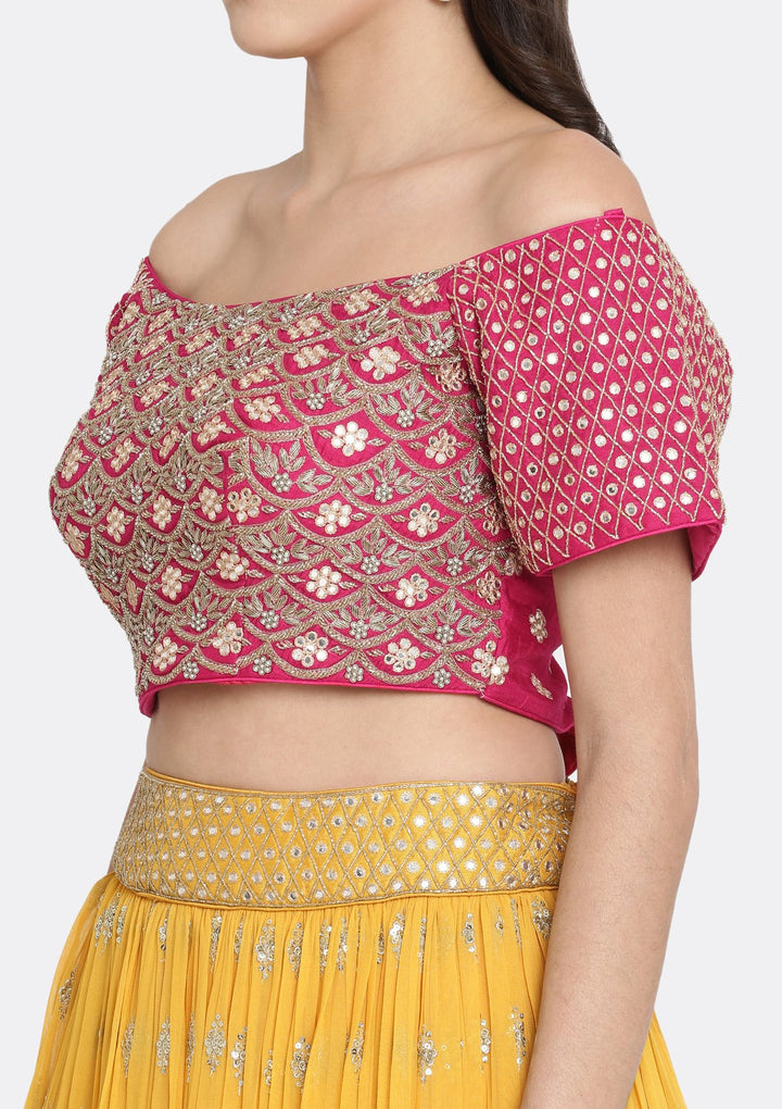 Yellow Cutdana Georgette Designer Lehenga-Koskii