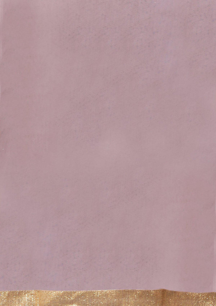 Lavender Pearl Studded Silk Designer Lehenga-Koskii