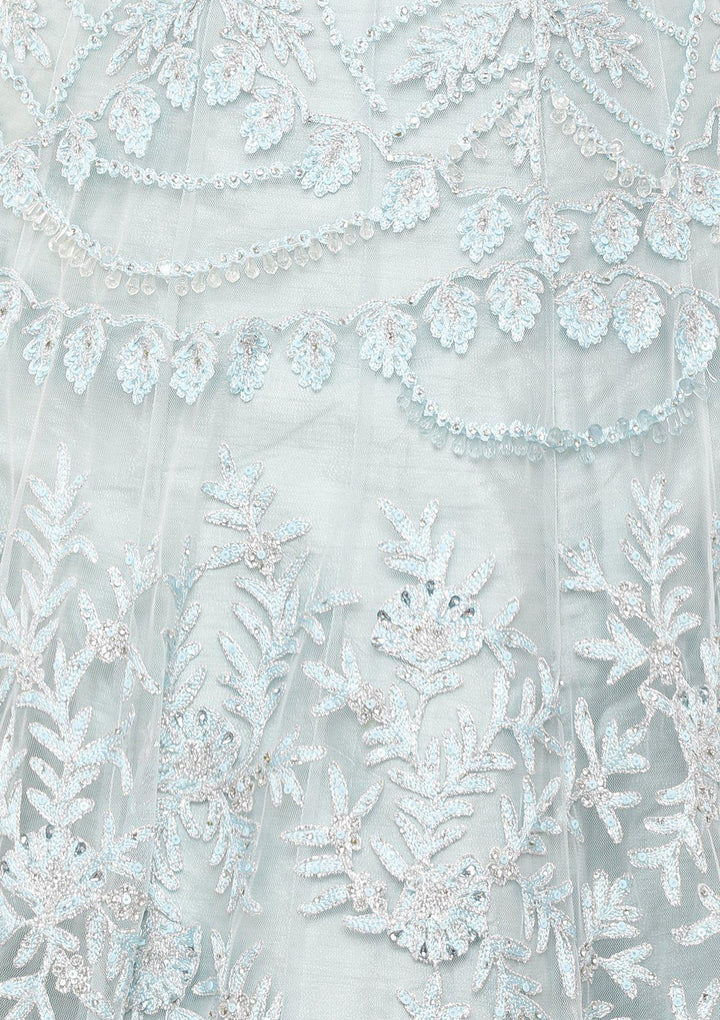 koskii pastel blue and grey bridal lehenga-Koskii
