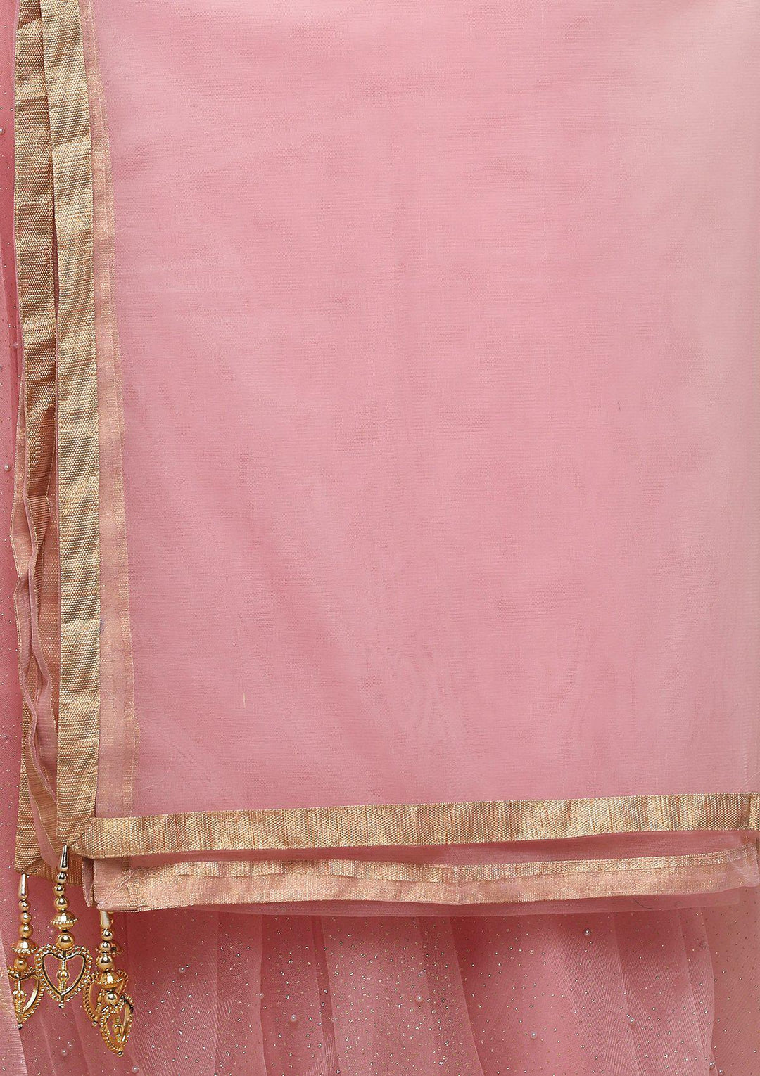 Pink Pearlwork Net Designer Lehenga-Koskii
