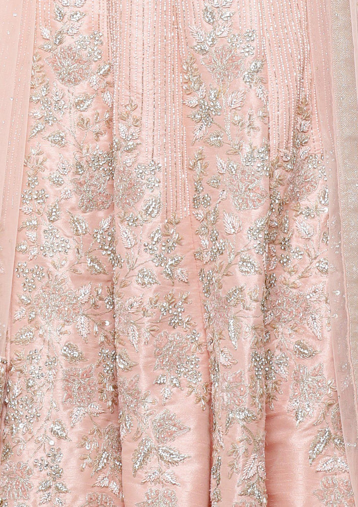 koskii baby pink raw silk bridal lehenga-Koskii