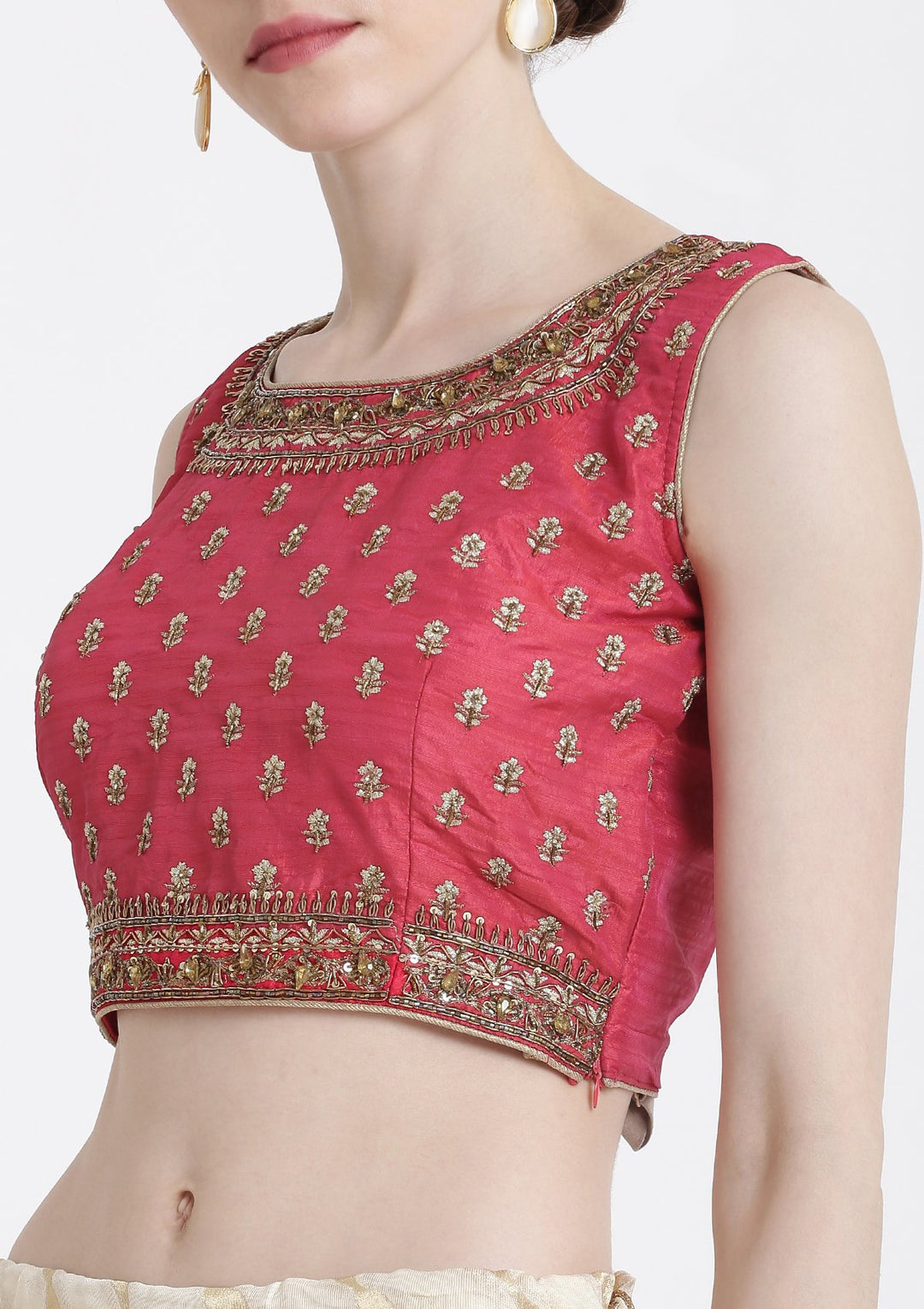 Cream Cutdana Net Designer Lehenga-Koskii