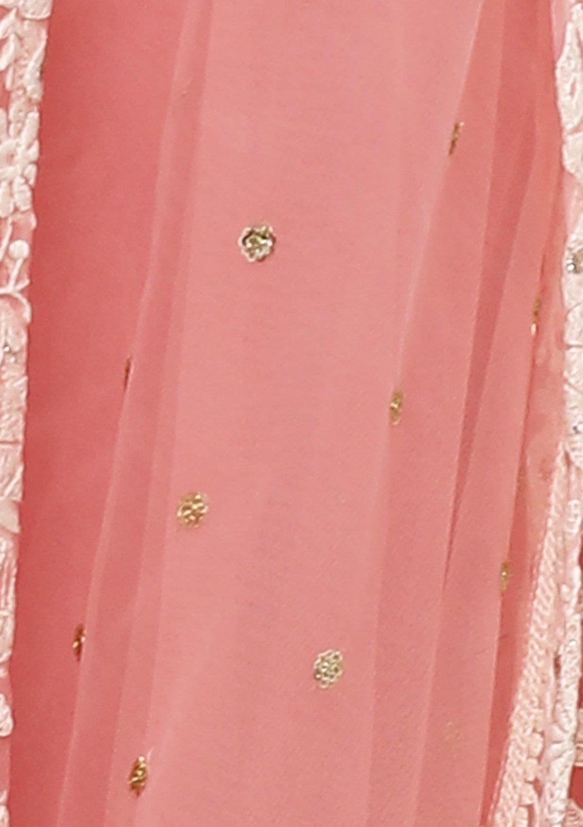 Pink Thread Work Evening Designer Dress-Koskii