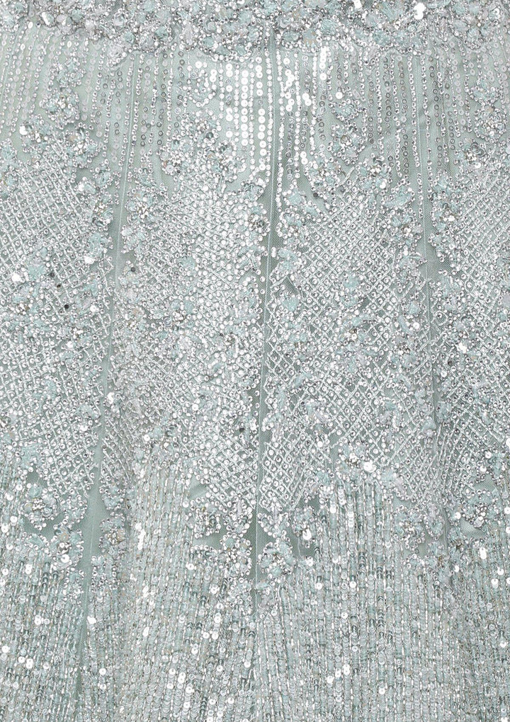 koskii sky blue sequined bridal lehenga-Koskii