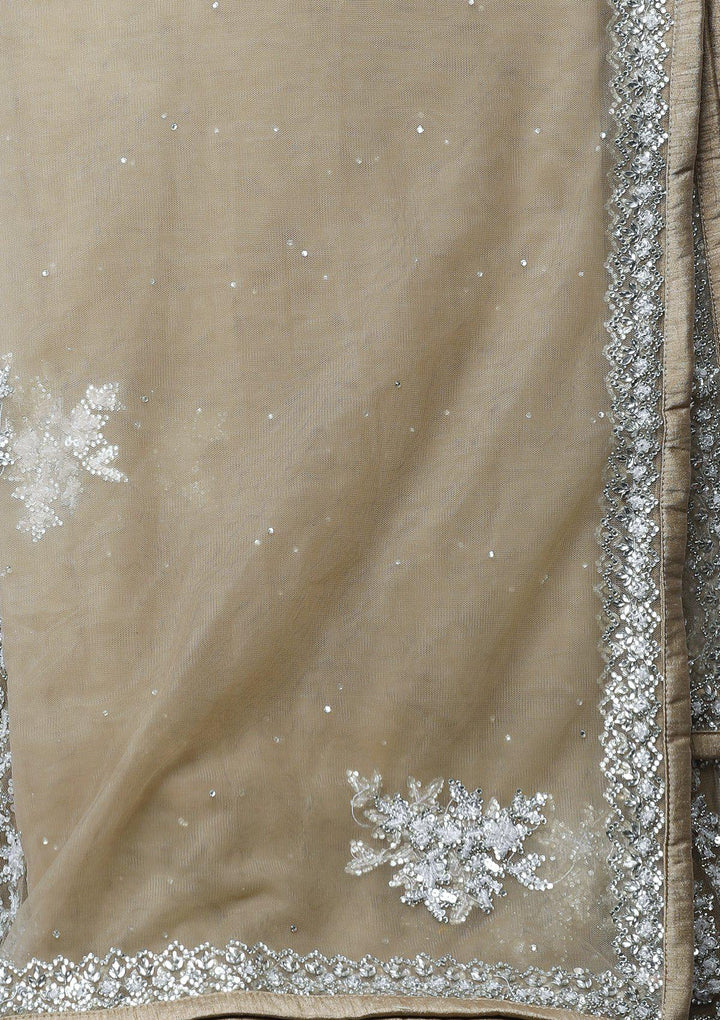 Sparkling Silver Embellished Designer Lehenga-Koskii