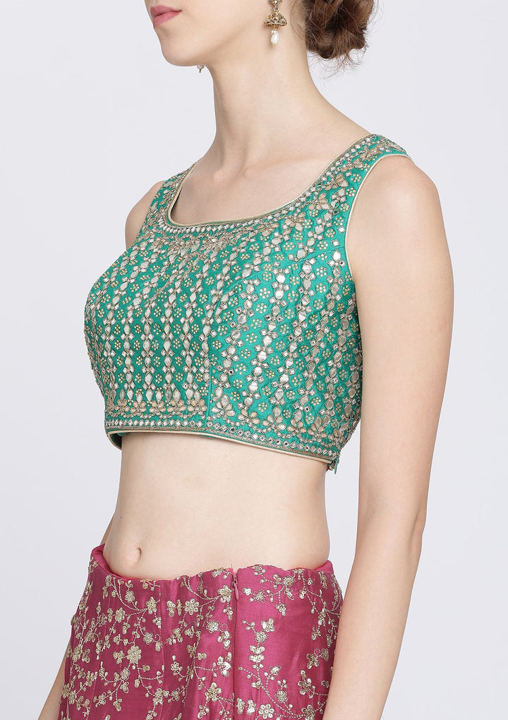 Rani Pink Sequins Net Designer Lehenga-Koskii