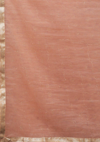 Peach Pink Embroidered Silk Designer Gown-Koskii