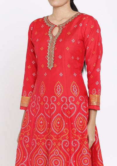 Red Sequins Art Silk Designer Gown - koskii