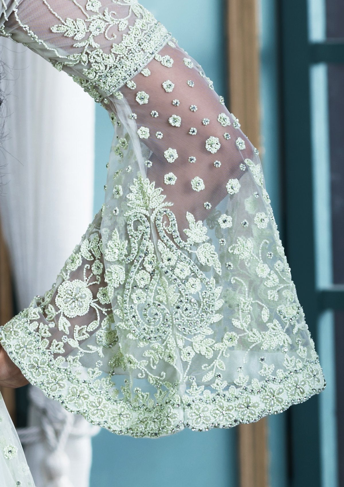 Koskii Pista Green Indo-Western Casual Gown-Koskii