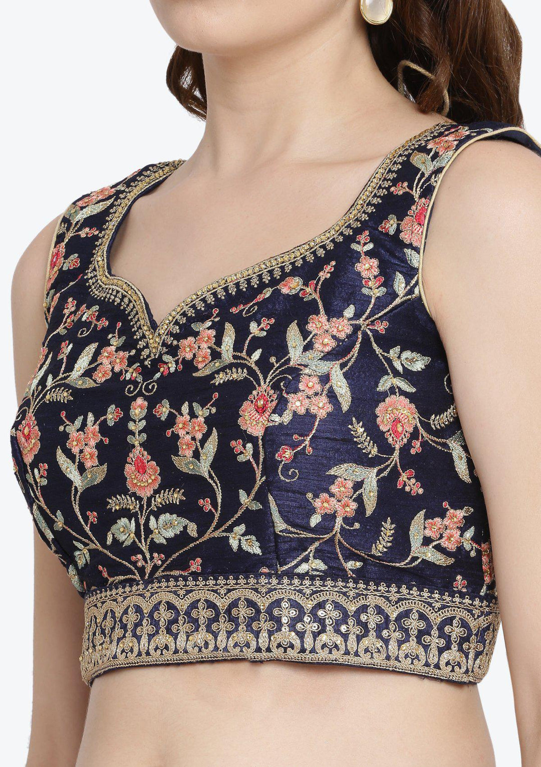Navy Blue Gotapatti Rawsilk Designer Lehenga-Koskii