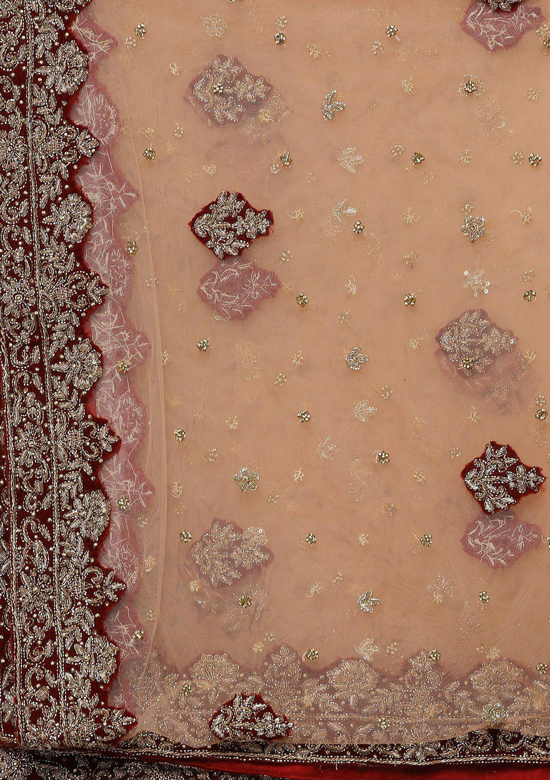 Maroon Zardozi Velvet Designer Gown-Koskii