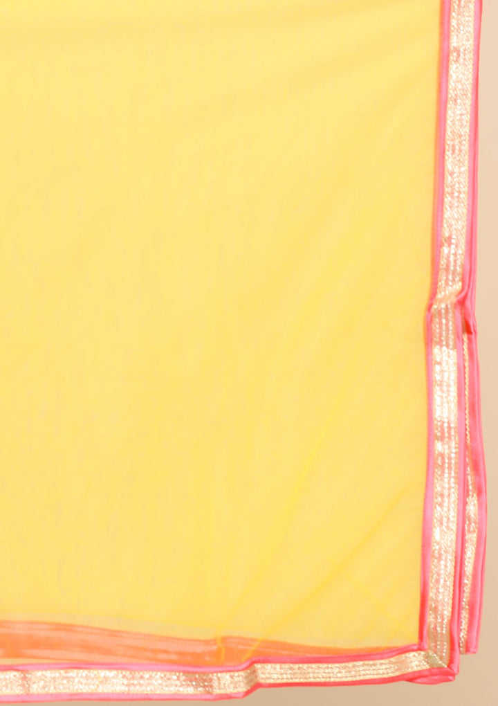 Yellow Zardozi Satin Designer Lehenga-Koskii