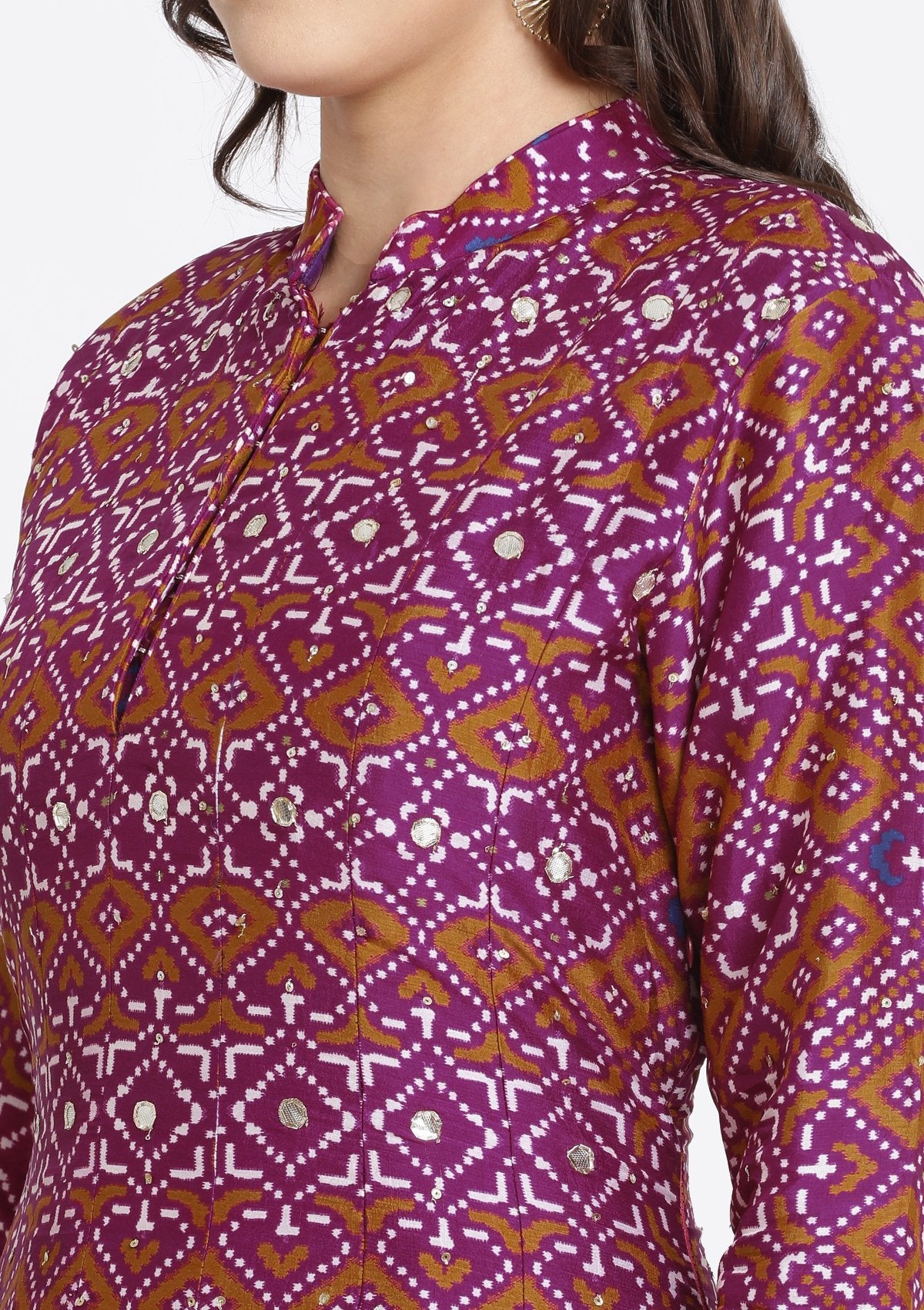 Purple Gotapatti Art Silk Designer Gown-Koskii