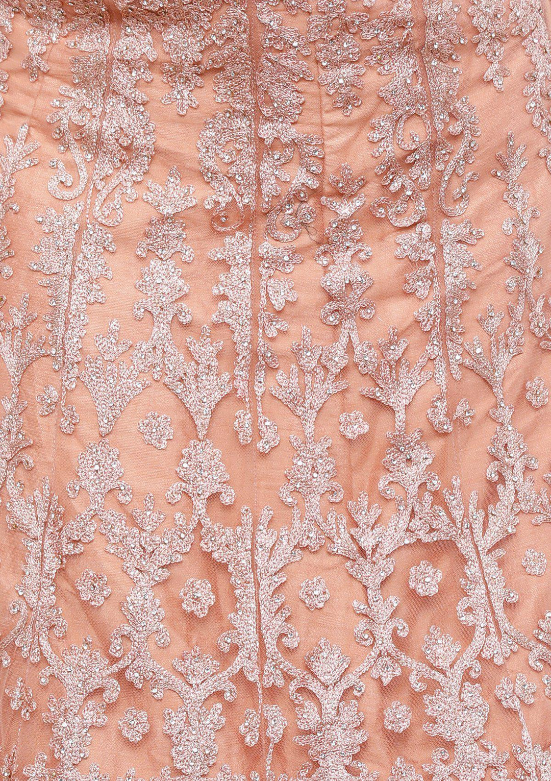 Peach Threadwork Net Designer Lehenga-Koskii