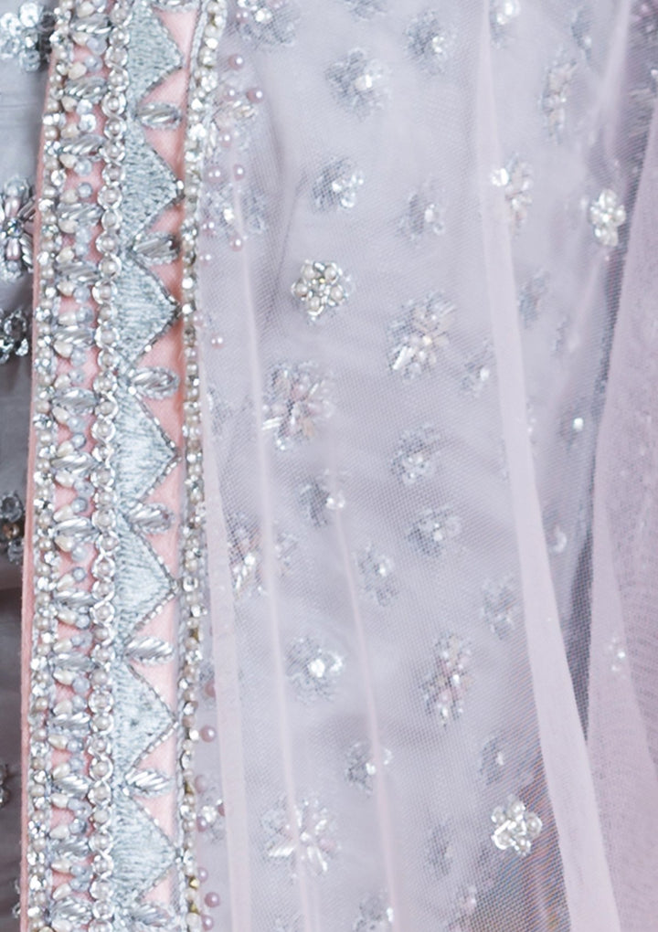 Grey Zardozi Tissue Designer Lehenga-Koskii