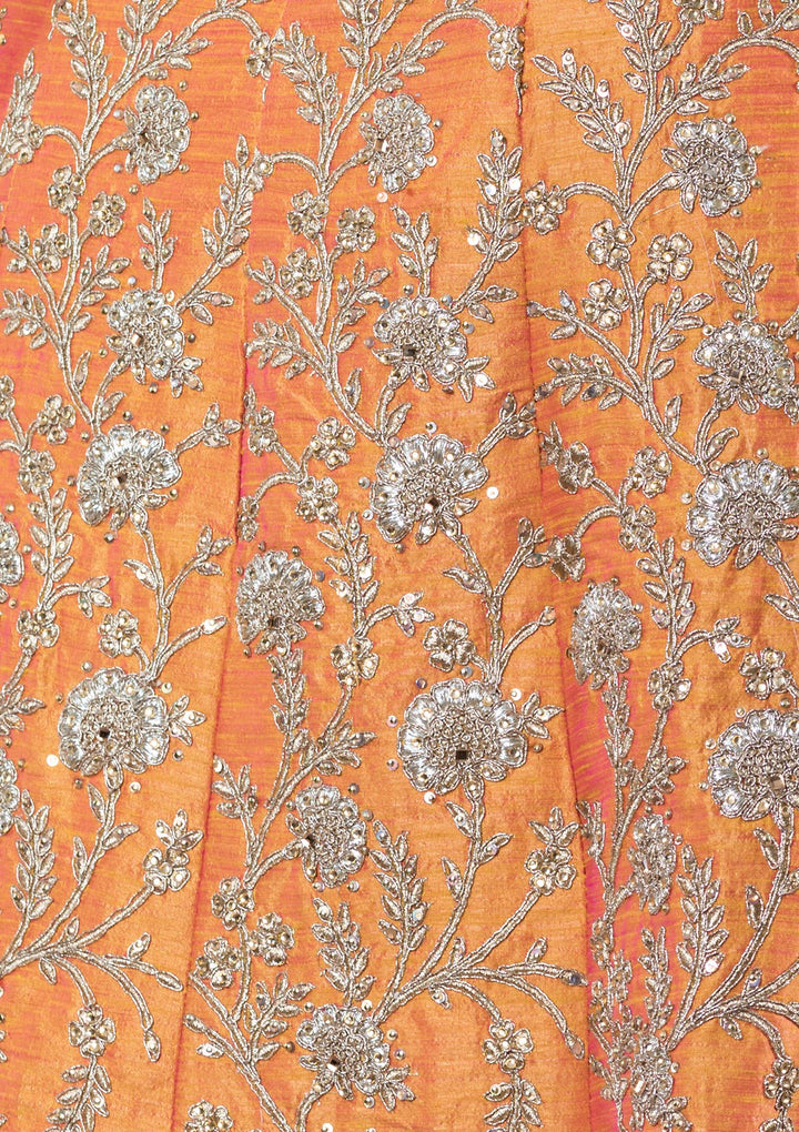 Mustard Yellow Stone Work Silk Designer Lehenga-Koskii