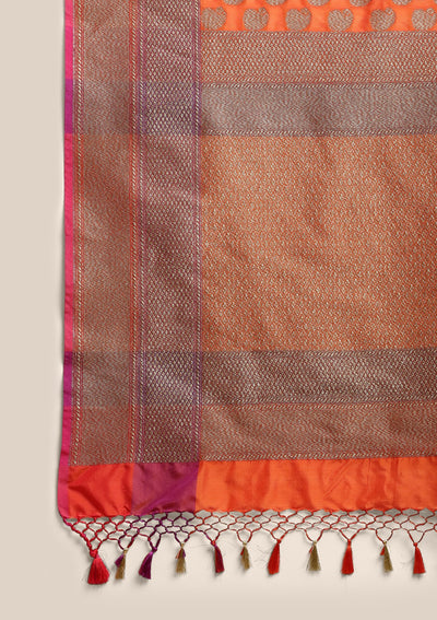 Orange Zariwork Banarasi Designer Saree-Koskii