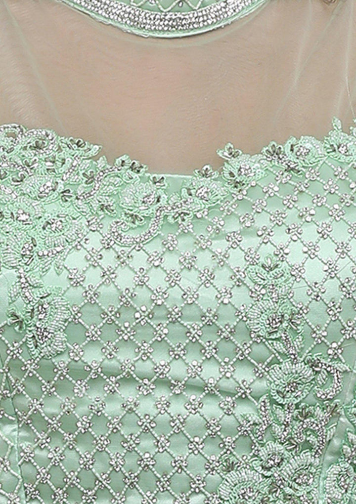 Pista Embellished Tiered Net Designer Lehenga-Koskii