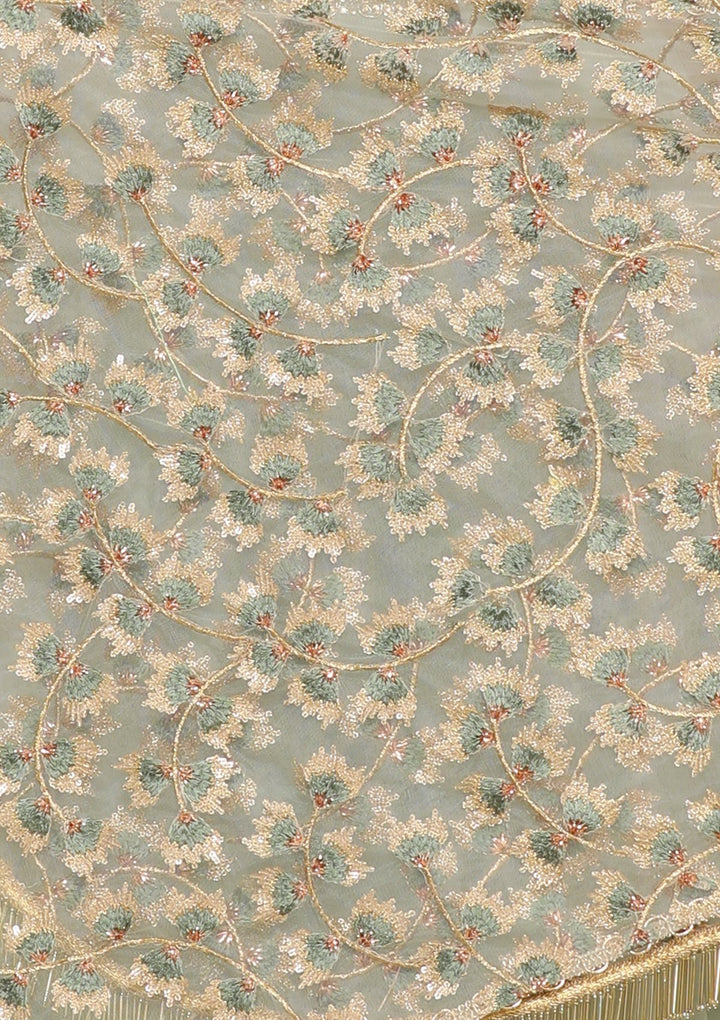 Green Zari Work Net Designer Lehenga-Koskii