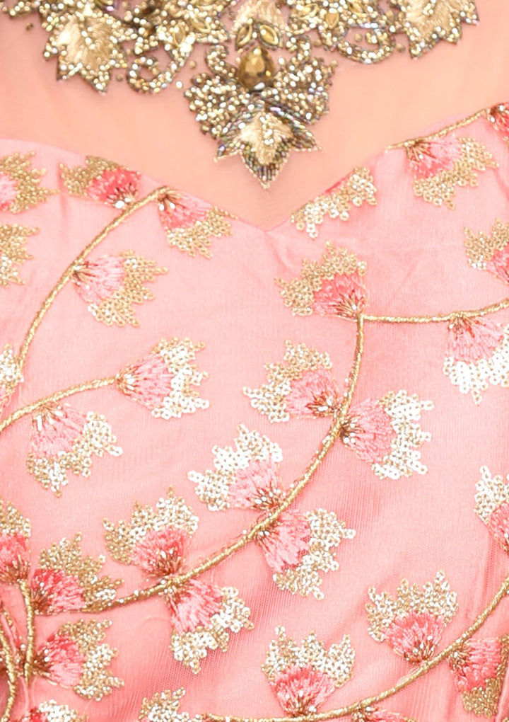 Pink Zari Work Net Designer Lehenga-Koskii